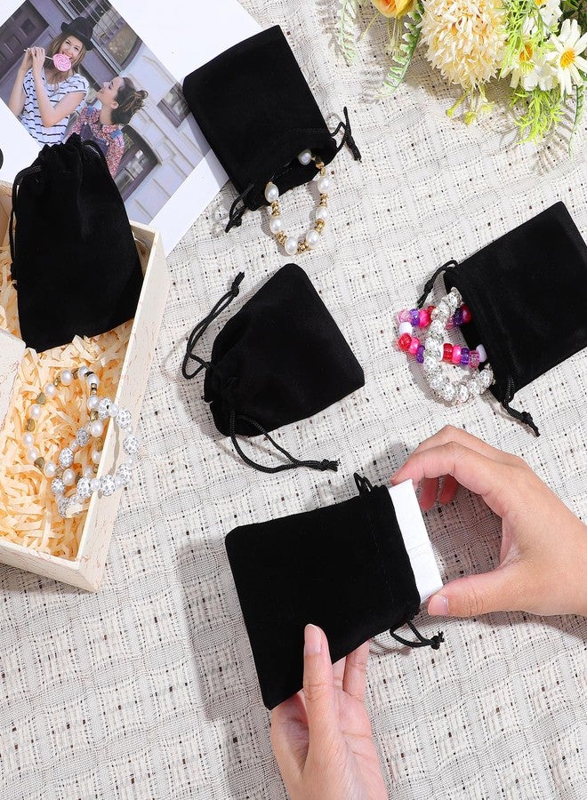 WJIAAA Mini Velvet Drawstring Pouches, 20pcs Black Small Jewelry Dice Bags 3x4 Inch Velvet Wedding Gift Bags Jewelry Bag Drawstring Baggies Party Favor Treat Bag - Image 3